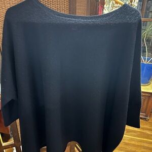 Black cashmere 3 quarter length sleeve sweater by Garnet Hill